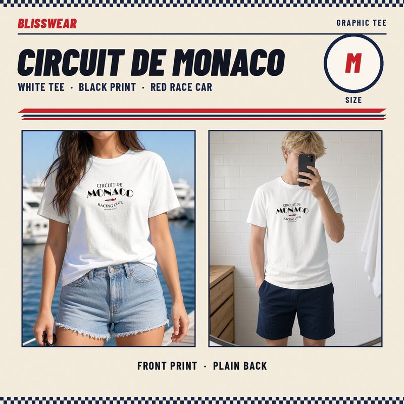 Circuit de Monaco printed cotton tee by Blisswear