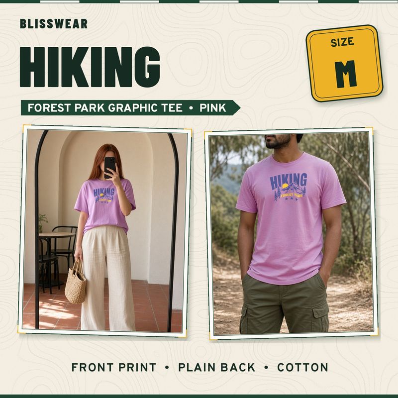 Hiking Forest Park printed cotton tee by Blisswear