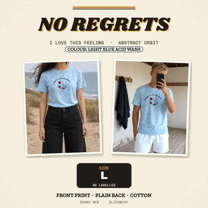 No Regrets printed cotton tee by Blisswear